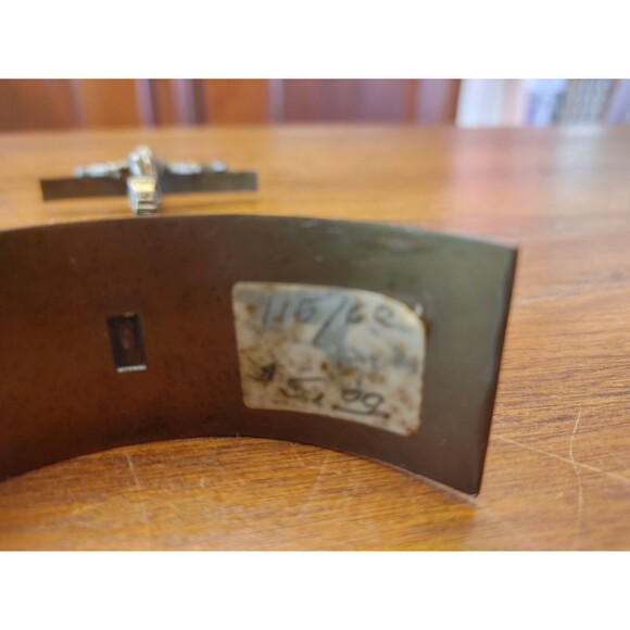 MCM Antique Crucifix Marked 1962 Brass/Bronze Unique Curved Base - Picture 6 of 7
